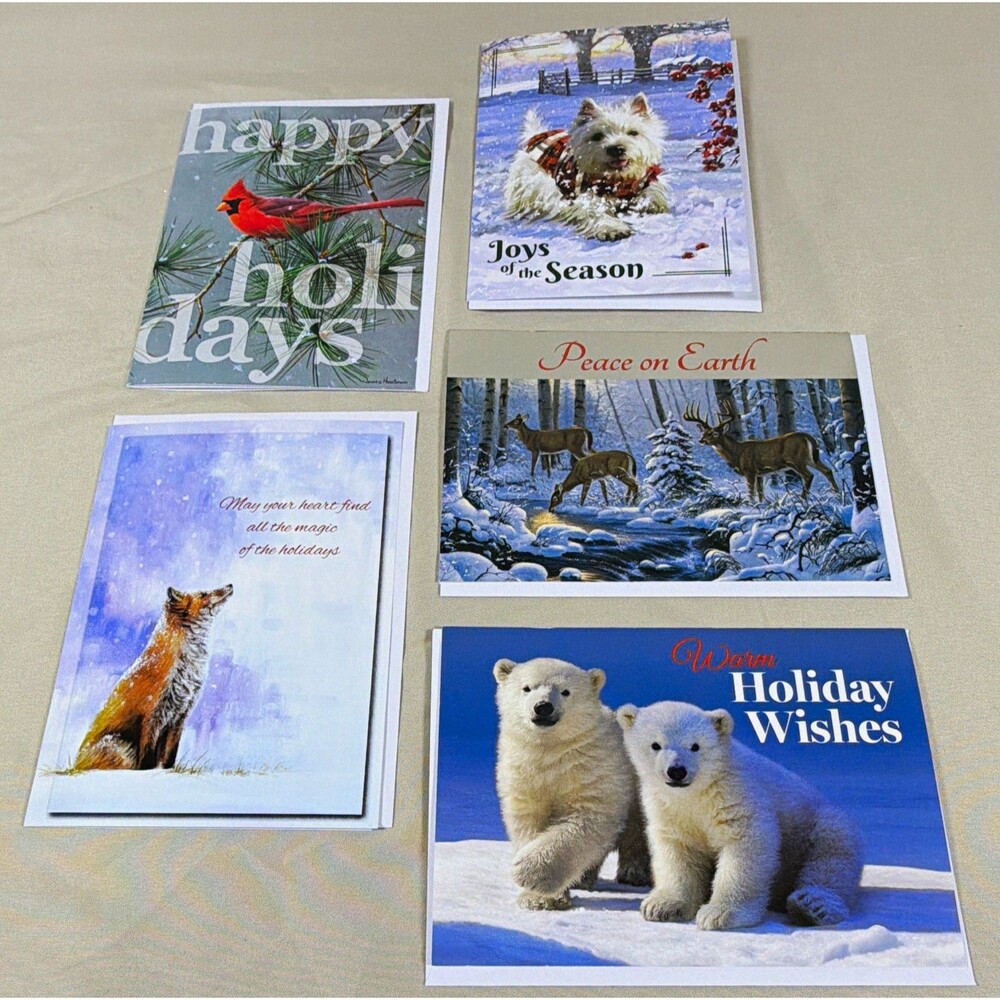 National Wildlife Federation Holiday Cards NWF Lot of 5 Christmas w/ Envelopes